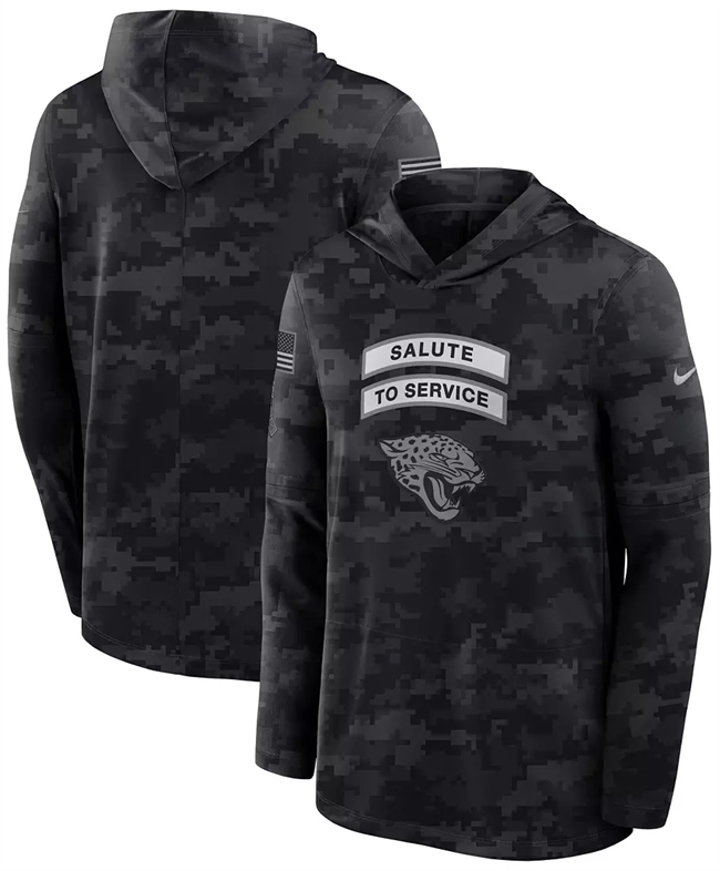 Men's Black Jacksonville Jaguars 2026 Salute to Service Sideline Lightweight Hoodie Dri-FIT Long Sleeve Top
